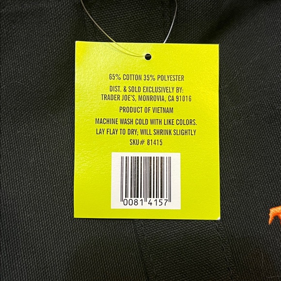 NWT🖤🧡Black & orange Trader Joe's Mini Canvas Tote Bag - Picture 14 of 15